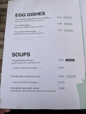 Menu as of June 2023  at Café Hauptwache in Frankfurt