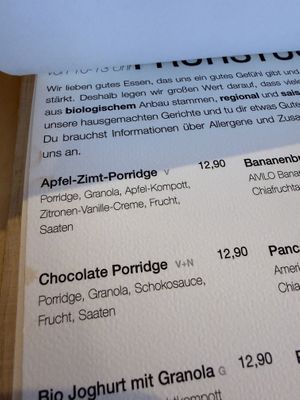 menu  at Café Aivilo in Lingen