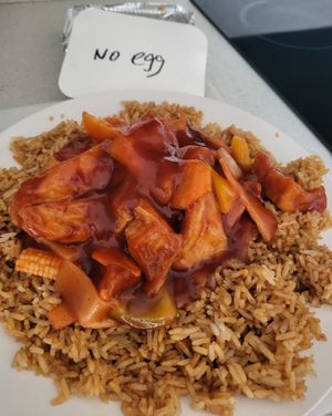 Tofu in OK sauce with fried rice. at Ikitchen Chinese Takeaway in Scarborough