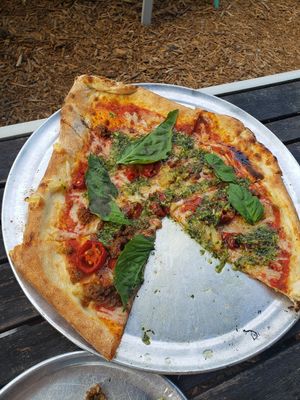 The Vegan option from the menu. Includes vegan cheese and Beyond  sausage. at Coastal Crust in Mount Pleasant