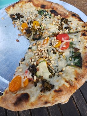 The Health Nut pizza with vegan cheese at Coastal Crust in Mount Pleasant