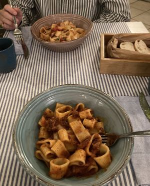 Pasta al Ragu and Tagliatelle al pomodoro fresco  at Matre in Gallipoli