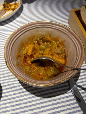 Caponata de berenjena deliciosa.  at Matre in Gallipoli