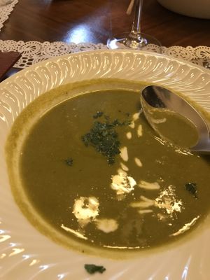 Coriander soup  at Mãos de Horta in Castelo Branco