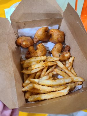Shrimp box at Plant Based Burger Company in Maple Heights