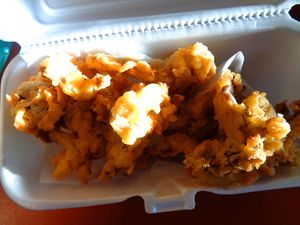 Breaded Oyster Mushrooms. Came with a delicious spicy dip. at Plant Based Burger Company in Maple Heights