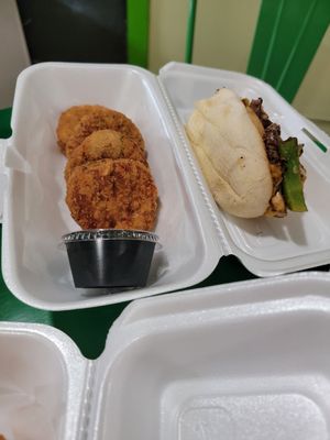Crab cakes at Plant Based Burger Company in Maple Heights