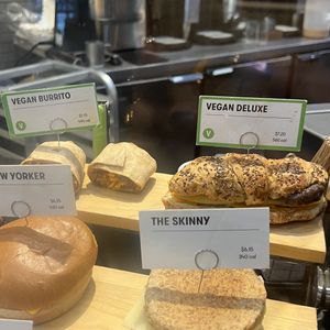 Clearly labeled vegan options   at Gregory's Coffee in New York City