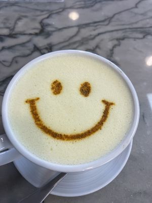 Golden milk latte. No honey    at Naked Cafe in Carlsbad