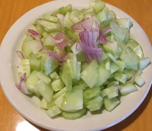 Number 8 – Vegan Cucumber Salad. Light & fresh with a tasty citrus dressing. at King and I Thai in Mendota Heights