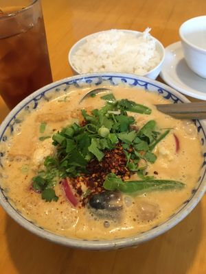 Number 25 – Tom Kha Soup (I added both vegetables & tofu). A delicious rich coconut milk soup. The straw mushrooms were fantastic. at King and I Thai in Mendota Heights