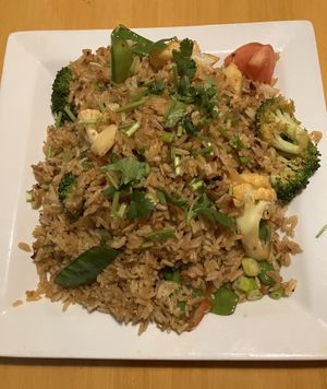 Number 63d - Sriracha Fried Rice with Vegetables, pre-devouring. at King and I Thai in Mendota Heights