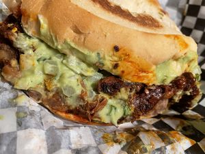 Birria torta at Viva Vegan Tacos in Upland