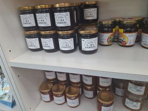 Housemade sauces for sale at Man Yuan Fang in Malacca