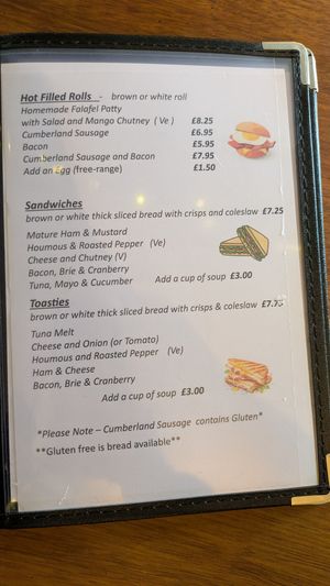 Menu at Minstrels Gallery Tearoom in Hawkshead