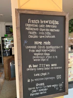 Menu at Kafe Kruse in Helsingoer