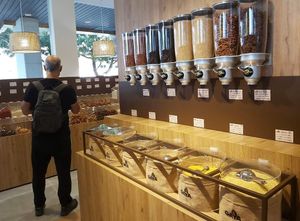 Bulk grains at Gaya Veggie Market in Lisbon