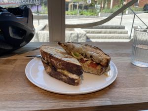 Toast with artichoke creme  at Slow Hands in Hagersten