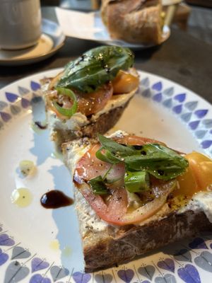 Amazing Tomato Bread with wipped Tofu Cream  at Slow Hands in Hagersten