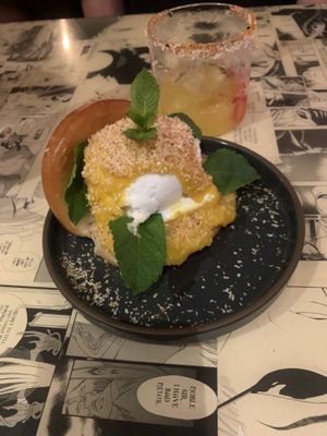 Coconut and mango donut bao  at Yamu Yamu in Worthing