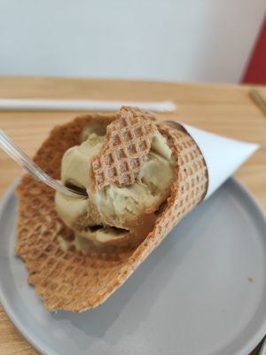 Pistachio with cones made from chia seeds at Lilac Oak in Central Singapore
