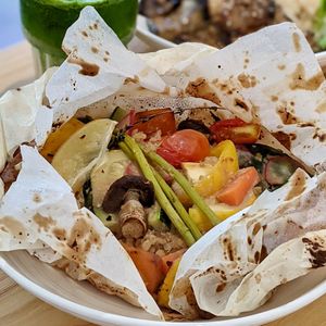 Baked Maple Miso Vegetables on Sesame Rice at Lilac Oak in Central Singapore
