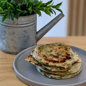 Coriander Pancakes at Lilac Oak in Central Singapore