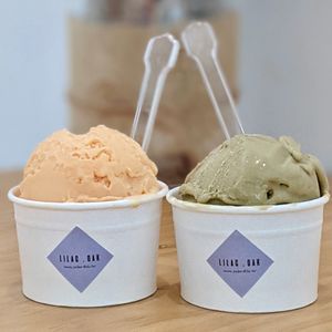 Mandarin Orange Sorbet & Pistachio Gelato at Lilac Oak in Central Singapore