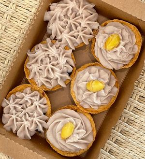 Mixed taro tarts  at Lilac Oak in Central Singapore