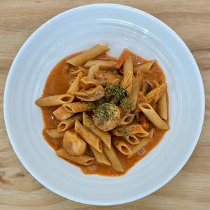 Vegan Gochujang Rosé Penne at Lilac Oak in Central Singapore
