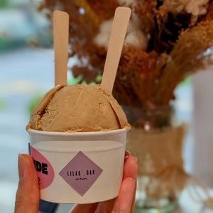 Vegan Hazelnut Latte Gelato at Lilac Oak in Central Singapore