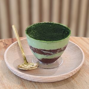 Vegan Matcha Mousse w Adzuki Bean Paste at Lilac Oak in Central Singapore