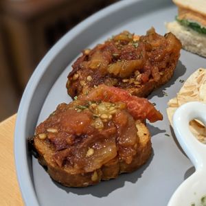 Vegan Balsamic Tomato Crostini - High Tea Collab with Radeau Vegan 9 June 2024 at Lilac Oak in Central Singapore