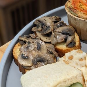 Vegan Creamy Mushroom Crostini - High Tea Collab with Radeau Vegan 9 June 2024 at Lilac Oak in Central Singapore