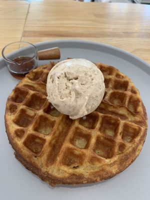 Waffles and Apple spice icecream   at Lilac Oak in Central Singapore