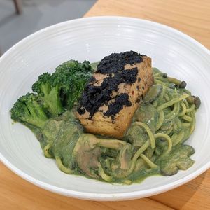 Vegan Kombu Cream Pasta with Nori Tofysh at Lilac Oak in Central Singapore