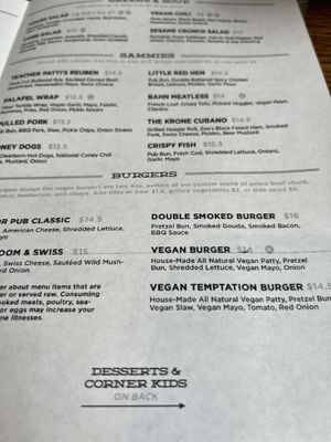 Some menu items  at Arbor Brewing Company - Corner Brewery in Ypsilanti