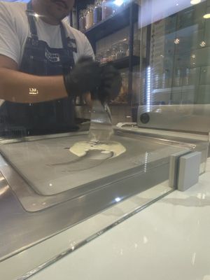 With added Oreo biscuits on a frozen plate   at Rolling Island in Lefkada