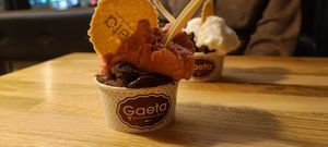In the background with lemon sorbet, also vegan at Gaeta Gelato in Reykjavik
