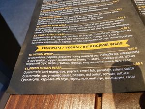 Vegan wraps, please note! Might not be vegan (honey mustard sauce!) at Wrap House in Budva