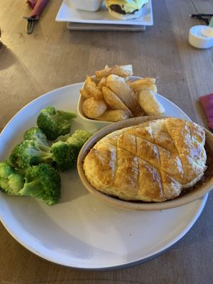 Pie of the day with some pretty incredible chips. Much more than just a run-of-the-mill veg pie  at The Navigation Inn in Oswestry