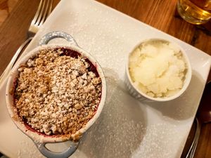 Summer Berries Crumble & Lemon Sorbet at The Navigation Inn in Oswestry