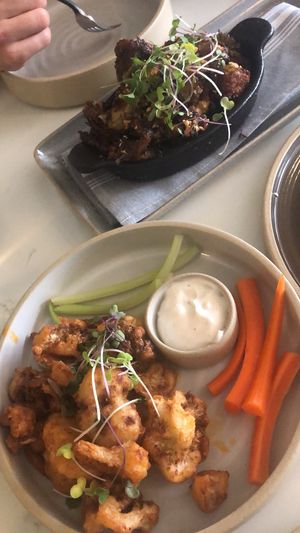 Brussels sprouts good! Cauliflower wings not good.. no sauce and no flavor   at Mood in Tequesta