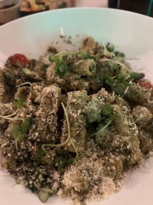 Zucchini pesto pastaa  at Mood in Tequesta