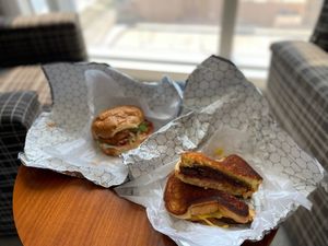 Crispy Chick'n Sandwich & Reuben Sandwich at Vegans Are Us in Atlantic City