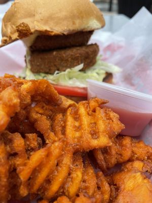 Sweet Potato Waffle Fries  at Vegans Are Us in Atlantic City