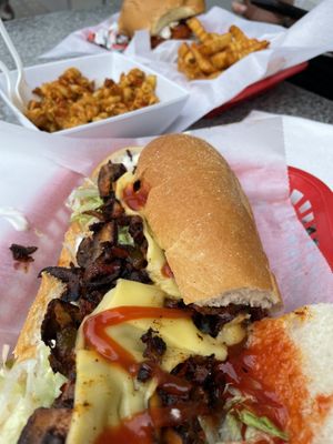 Mushroom Cheesesteak - Cashew Mac - Buffalo Chikin Blue Cheese Burger  at Vegans Are Us in Atlantic City