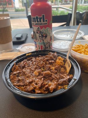 Pepper steak bowl (and Social Illz sticker)  at Vegans Are Us in Atlantic City