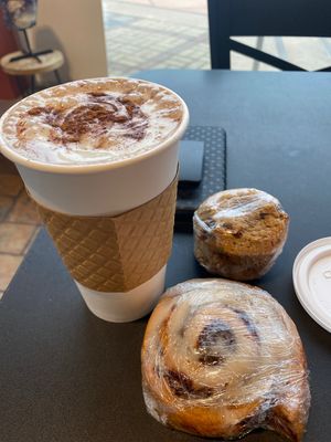 Cocoa (made the best by Tim!) and cinnamon roll and cookies  at Vegans Are Us in Atlantic City