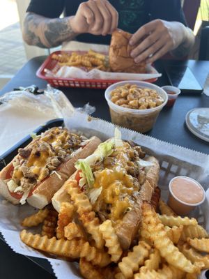 chicken cheesesteak, mac and cheese, crispy chicken sandwich   at Vegans Are Us in Atlantic City